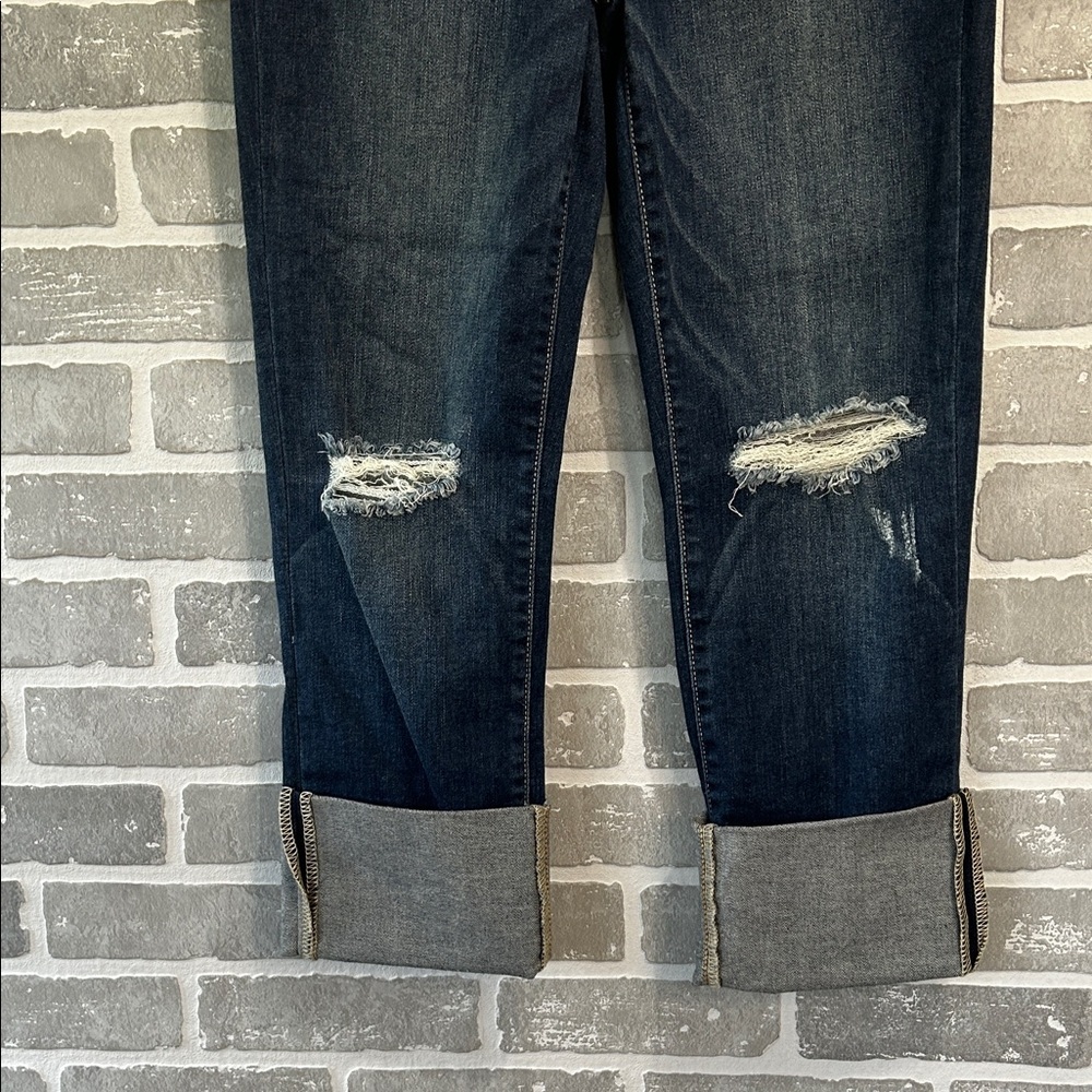 Judy Blue Dark Blue Distressed Straight Leg Jeans Womens Size 7/28 NWOT - Picture 5 of 15